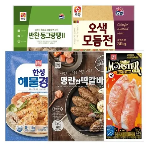 [식용유증정]사조+한성 명절선물세트2(반찬동그랑땡+오색모듬전30g+한성해물경단+한성떡갈비500g+몬스터크랩72g 5개)