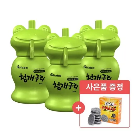 하비비 프리미엄 청개구리 자동변기세정제 클리너 본품 3개+솝패드1박스