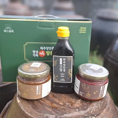선물세트 파주장단콩 정성가득 전통 장류세트 1Box 된장 500g 고추장 500g 간장 500ml (A set 기본), 1개