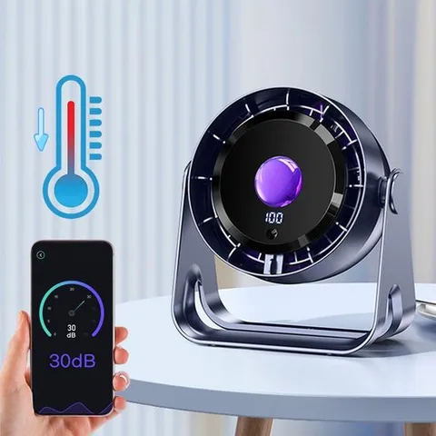 Darlisex 가정용 무소음 서큘레이터 AI 빙감 선풍기, 블랙
