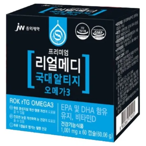 JW중외제약 리얼메디 국대 rTG 알티지 오메가3 비타민D 60캡슐 오메가-3 EPA DHA 오메가 추천, 60정, 3개