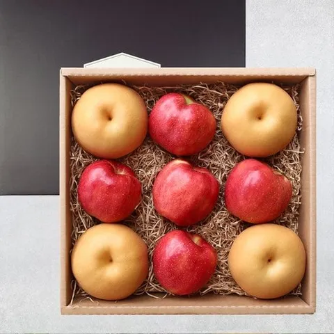 [백화점매장출고] Freshvalley [10/1일 오후 6시 주문마감] [산지직송] 사과 배 혼합선물세트 4.1kg 내외 9입(보자기증정) / (사과5+배4), [백화점매장출고] Freshvalley [10/1일 오