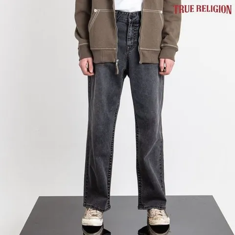 트루릴리젼 [TRUE RELIGION] 남성 블랙 와이드 데님 팬츠 181308
