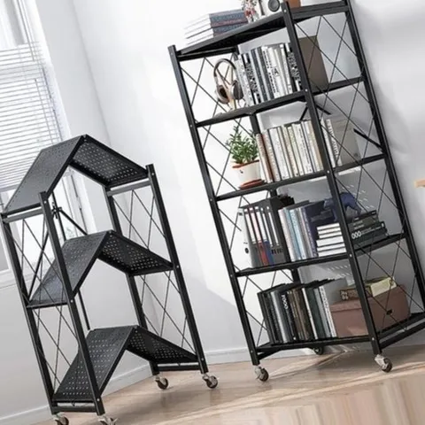 철제 폴딩선반 TV 홈쇼핑 완판 3초 접이식 수납 3단 4단 5단, 1개, 블랙5단