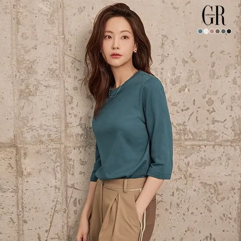 조르쥬 레쉬 25FW 퓨어코튼100 7부 티블라우스 6종 874774