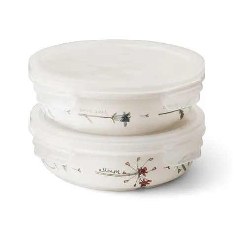 젠앤락 레이첼바커 메도우플라워 원형 특대 LOW 디바이드 밀폐용기 2종 세트, 1세트, 용기 2p + 뚜껑 2p