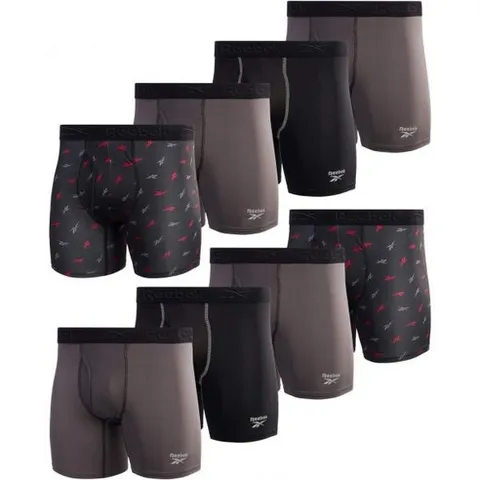 리복 드로즈 박서 속옷 남성 복서 브리프 - 플라이 파우치 포함 8팩 퍼포먼스 남성용 운동복(S-XL) 사이즈 X-대형 블랙/차콜/레드 1249726