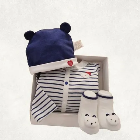 편하고 활동적인 블루독베이비 **NY)카라골지세트 바디슈트 양말 선물세트(45A70-040-2845A70-011-05) 출산 선물 백일 돌 추석 선물