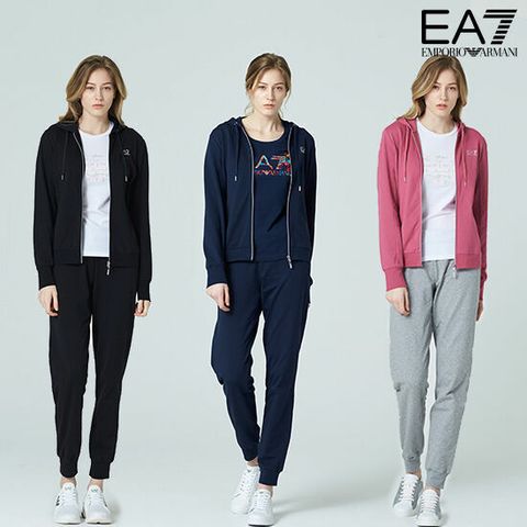 병행수입 정품! 명품 캐주얼웨어 2종 구성! EA7 아르마니 여성 후드집업+조거팬츠 2종 세트