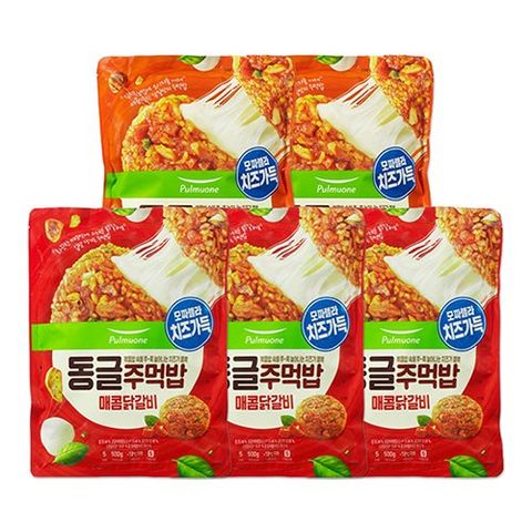 [풀무원] 동글주먹밥 김치소시지2봉+매콤닭갈비3봉 (봉당 500g)