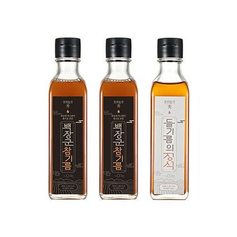 [참기름의 정석] 국내산 백장군 참기름 2병+들기름 1병