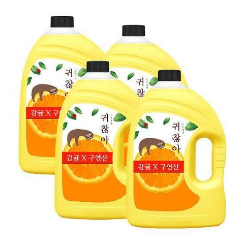 [삼성5%할인]주방세제 1종 귀찮아 감귤향 3L 4개