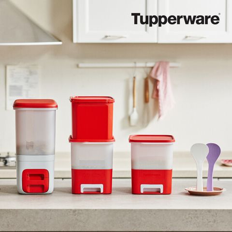 타파웨어 라이스키퍼 쌀통세트(대용량 10kg 1개 + 5kg 2개 + 6.5L 다용도키퍼 1개 + 스탠딩 주걱 2개)