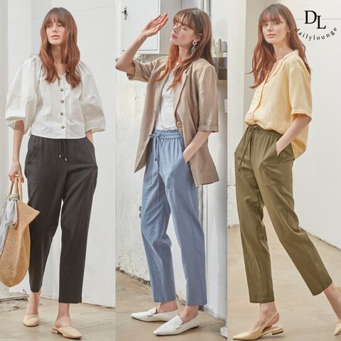 데일리라운지 여성 린넨 블렌디드 테이퍼드 팬츠 3종