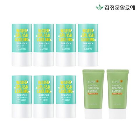[김정문알로에] 워터 스플래쉬 쿨링 선스틱 23g×7 + 아쿠아 선젤크림 50ml x 2