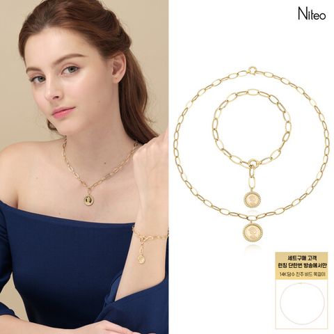 니테오 18K 엘리자베스 코인 세트(목걸이+팔찌)