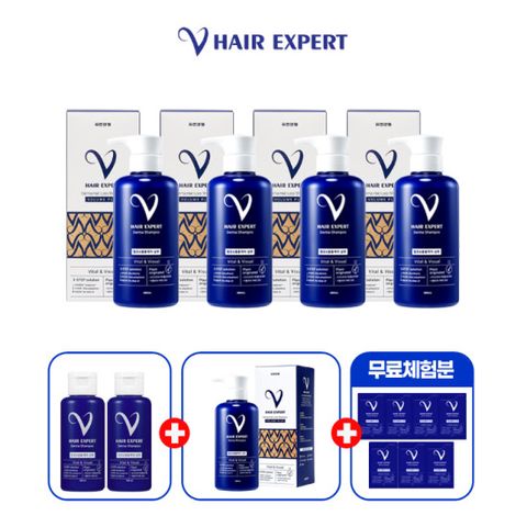 [싱글]유한양행  브이헤어엑스퍼트 더마 탈모완화 볼륨샴푸 480ml *5개 + 볼륨샴푸 100ml*2개 + 볼륨샴푸 8ml*7개