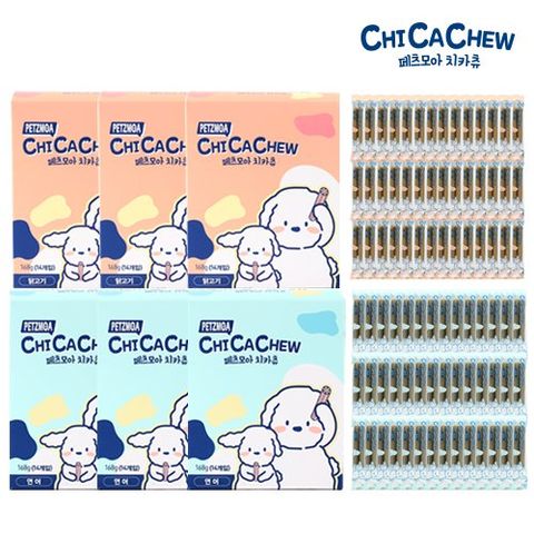 프리미엄 구강관리 애견 간식 치카츄(닭고기맛42봉+연어맛42봉, 총 84봉)