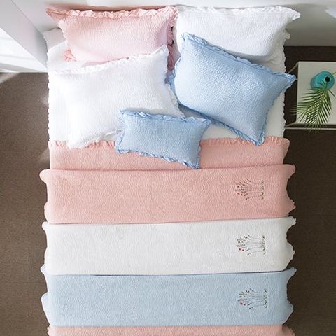 22SS[청량인견]국내생산 100% 줄누비 피그먼트 자수 인견 침구세트(이불+베개커버2)