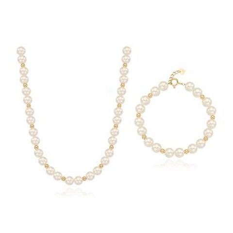 생줄랑 18K 골드볼 리얼진주 목걸이+팔찌 세트+18K 진주귀걸이