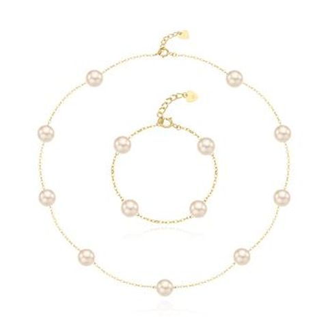 생줄랑 18K 샤인 리얼진주 목걸이+팔찌 세트+18K 진주귀걸이