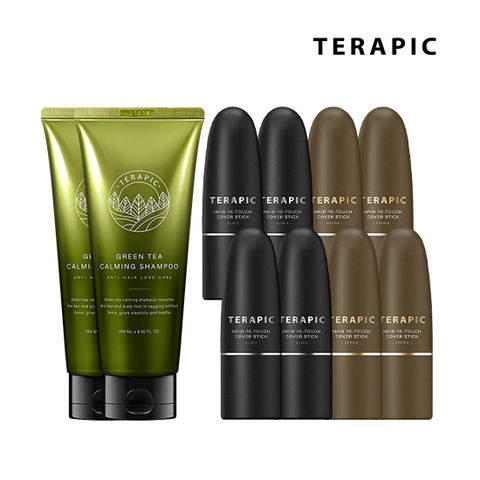 [더블구성]테라픽 새치커버스틱 본품 8개+탈모샴푸 250ml 2개