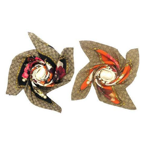 [현대5%할인,일시불 할인]구찌 GG패턴 플라워 실크 스카프