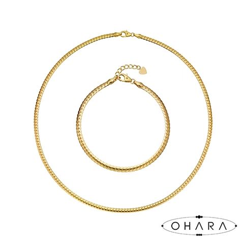 [오하라] 18K 헤링본 목걸이+팔찌 세트