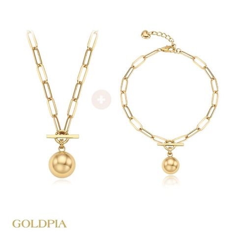 [골드피아] 18K 클립 볼 목걸이+팔찌 세트