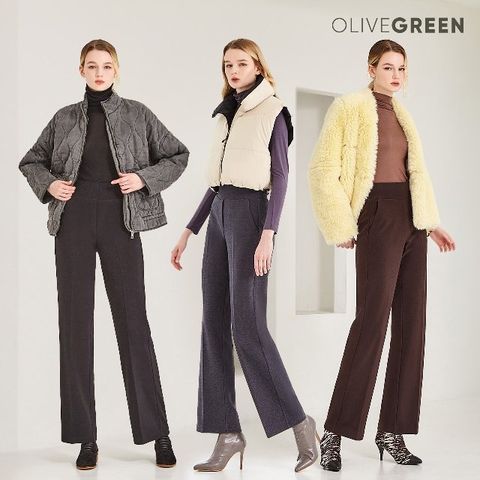 [22년 FW신상] 올리브그린 기모 뉴와이드 팬츠 3종