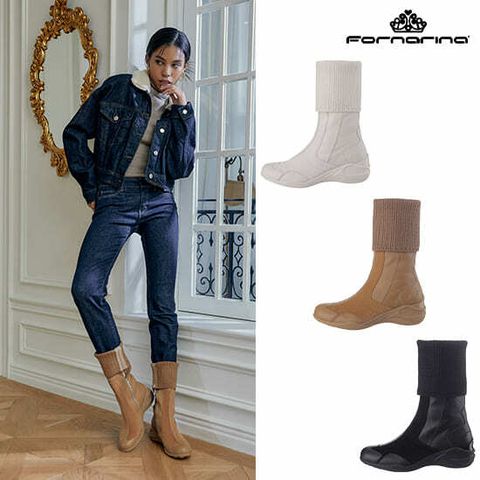 [포나리나 프리미엄] 22FW 6.5cm 스페셜 소가죽 캐시미어블렌디드 니트부츠 F222SE02