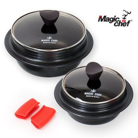매직쉐프 만능 가마로 2종세트(16cm가마로+20cm가마로+16cm뚜껑+20cm뚜껑+실리콘 손잡이X2개)