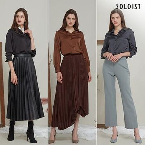 솔로이스트 모던 새틴 블라우스 3종