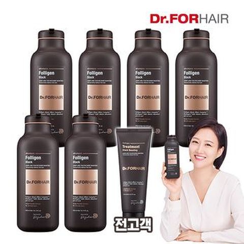 닥터포헤어 폴리젠 새치케어 블랙샴푸 300mlX6개+트리트먼트 150ml
