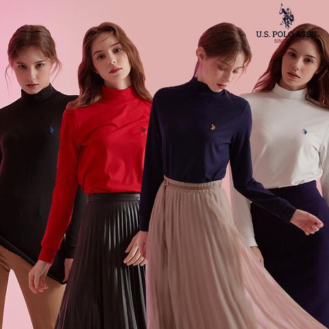 USPA 여성 웜기모 모크넥셔츠 4종