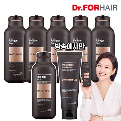 [10%적립][방송에서만 매니아(6+1)] 닥터포헤어 폴리젠 블랙 샴푸 6통 + 트리트먼트 1통