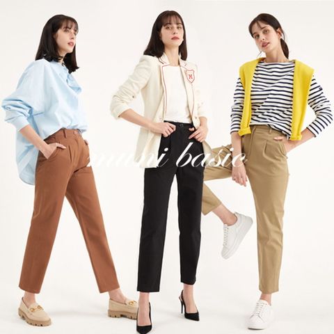 무니베이직 코튼 블렌딩 슬림 배기핏 팬츠 3종