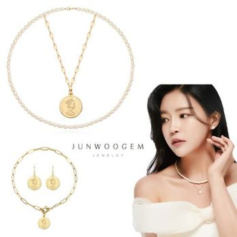 준우젬 18K 코인 세트+리얼담수비드 목걸이(총 5종)