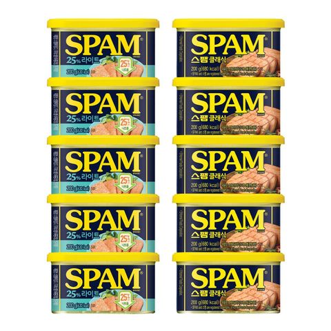 [카드 5%할인][CJ]스팸클래식200g x 5개 + 스팸25라이트200g x 5개