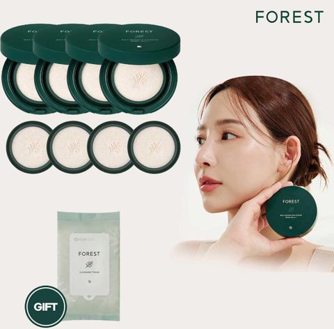 [국민5%할인]그린핑거 포레스트 멀티디펜스 선쿠션 13g 본품 x 4개 + 리필 x 4개 + 클린징티슈