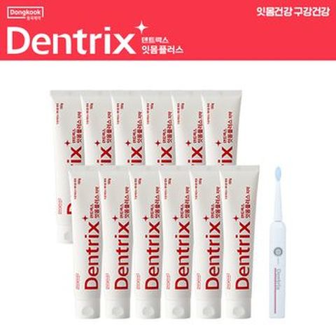 덴트릭스 잇몸플러스치약160gX12개+음파칫솔 1개