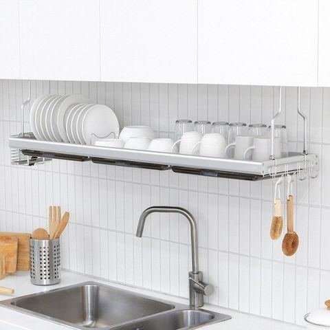 [카드 5%할인]로긴 상부장 부착식 스텐 식기 건조대 , 싱크대 선반 1215폭 (실버)