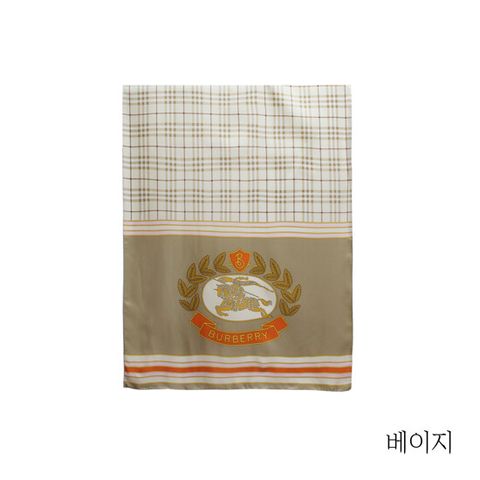 버버리 로고 체크 실크 스카프