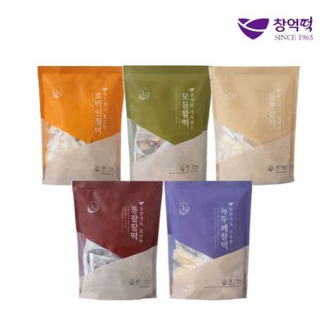 창억떡 5종 세트(50개)_호박인절미,동부찰떡,통팥찰떡,녹두깨찰떡,모듬찰떡