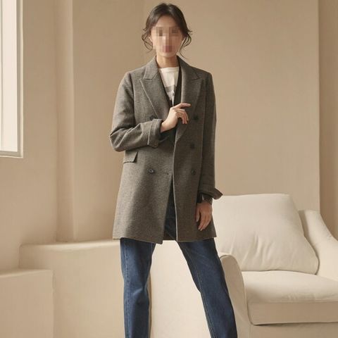 [최초가 99000원]라씨엔토 울블렌디드 체크 테일러드 하프 코트