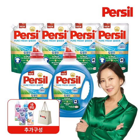 (E) 퍼실 NEW 딥클린 실내건조 2.2L 2개+1.5L 4개+버넬 1개+장바구니