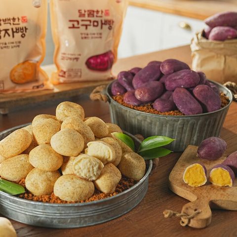 [방송에서만 이가격]  더 리얼 담백한 감자빵 달콤한 고구마빵 60개 ( 감자빵 30개 + 고구마빵 30개)