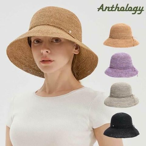 [타임찬스][앤솔로지] 천연 라피아 턴업 버킷햇