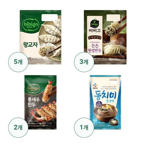 [국민카드5%할인][CJ] 비비고 만두 10팩(왕교자5+한섬3+통새우2)+물냉면4인