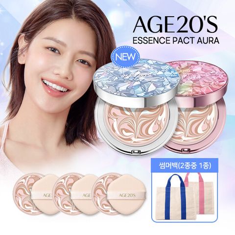 최신상 에이지투웨니스 AGE 20S 에센스 팩트 아우라 (핑크,블루/ 5개용량+토트백)